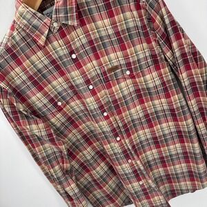 Carhartt Shirt Mens S Red Plaid Pearl Snap Long Sleeve Western Work